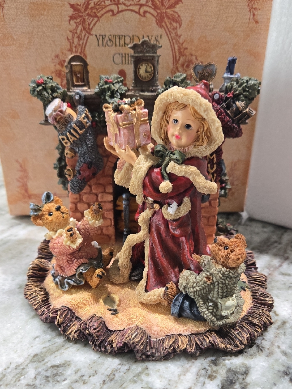 Boyds Bears Yesterday's Child Dollstone  "Sandra Claus...Christmas Morning".